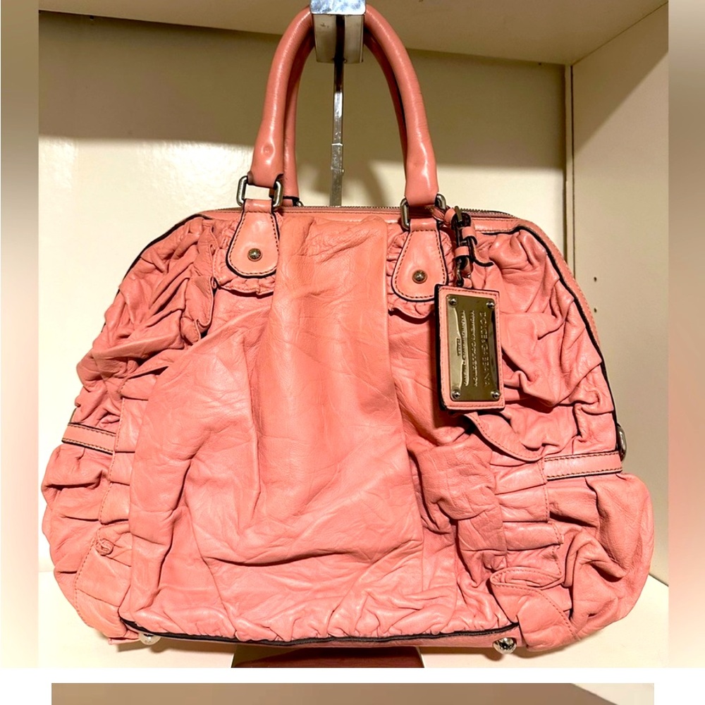 Dolce & Gabbana pink leather ruffled purse Miss Rouche Satchel bag w/ strap